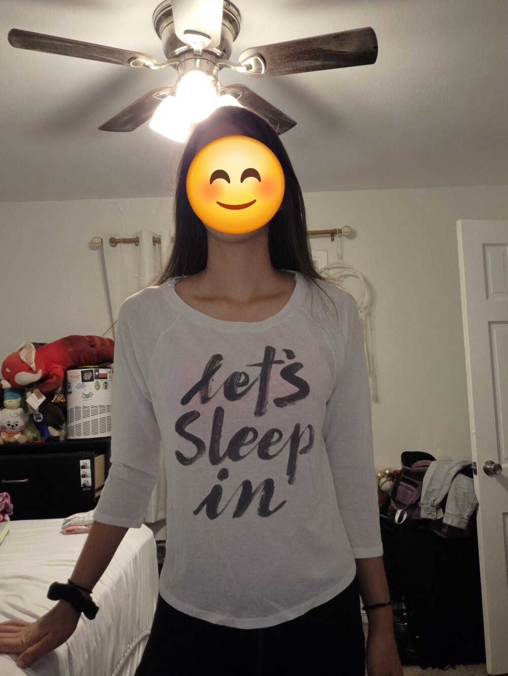 3/4 Sleeved See Through White Shirt.